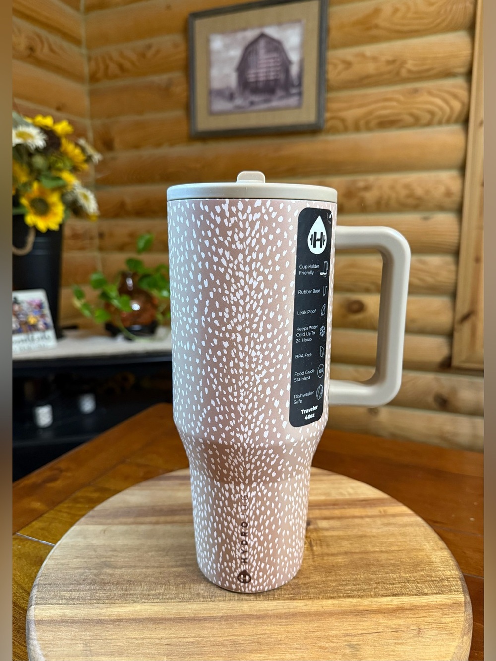 FAWN Deer HydroJug 40oz Traveler Straw Tumbler • LEAKPROOF